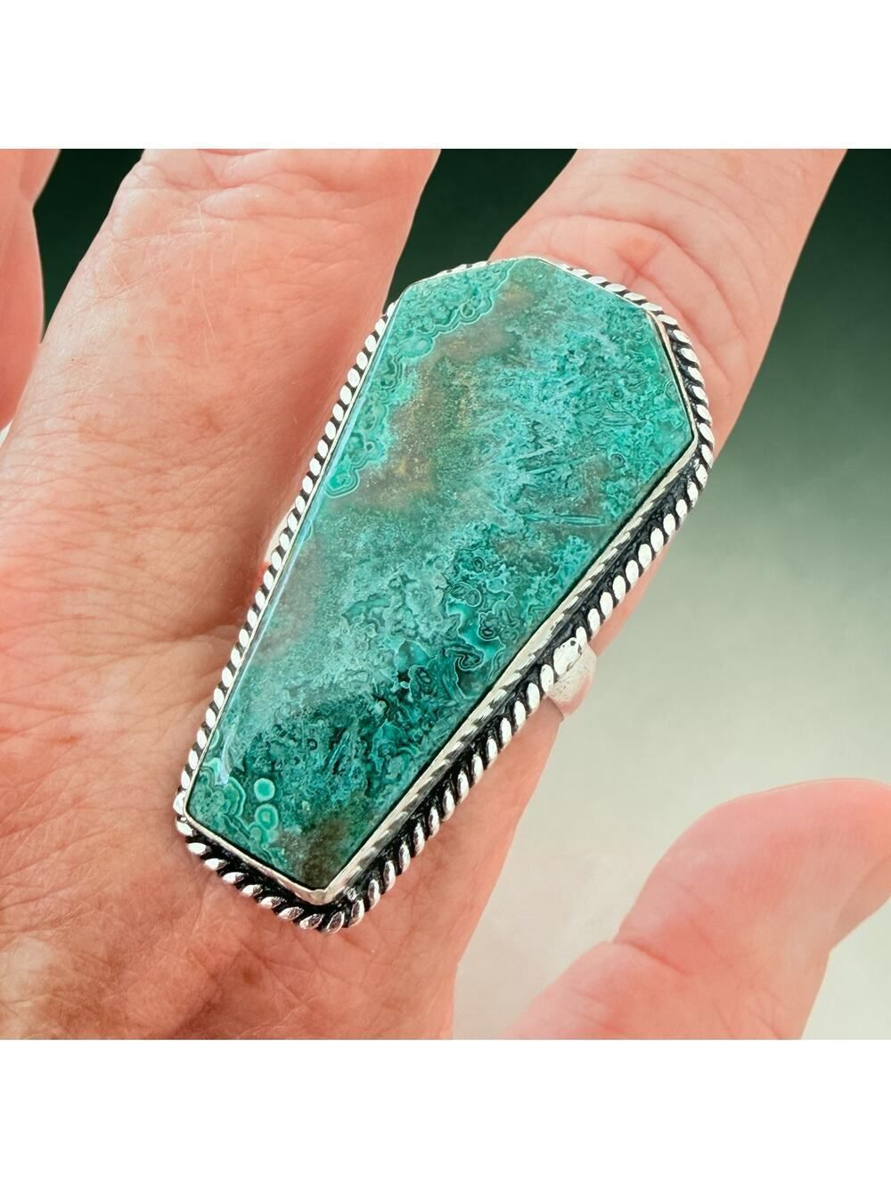 Mexican Laguna Lace 925 Silver Plated Coffin Ring Size 11